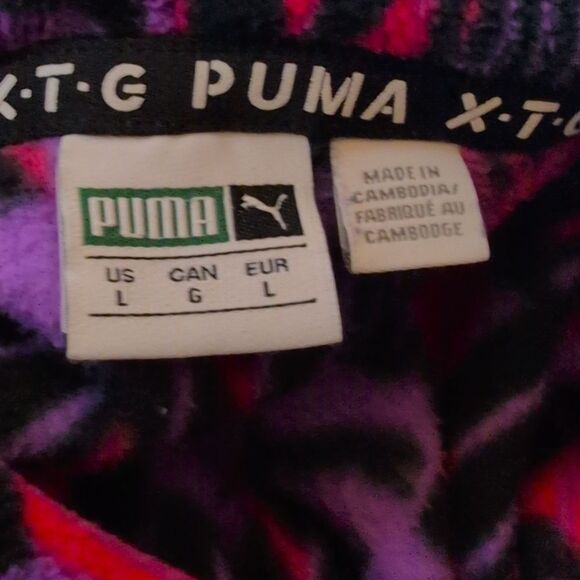 PUMA XTG 595635-64 Retro All-Over Print Fleece Hoodie Purple‎ Pink Women's Large - Picture 2 of 11
